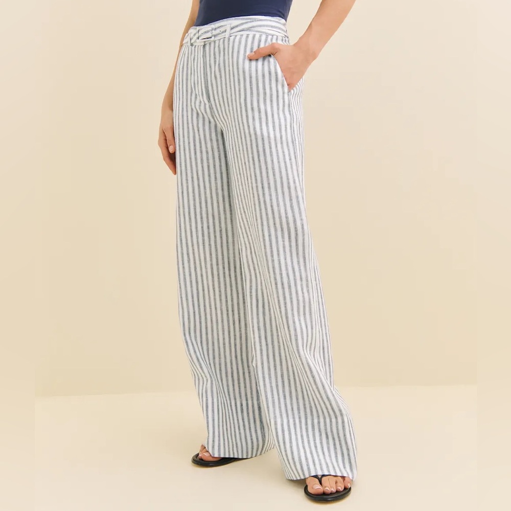 NWT Reformation Banks Linen High Rise Wide Leg Pant Grey - Size 2 - Picture 2 of 6